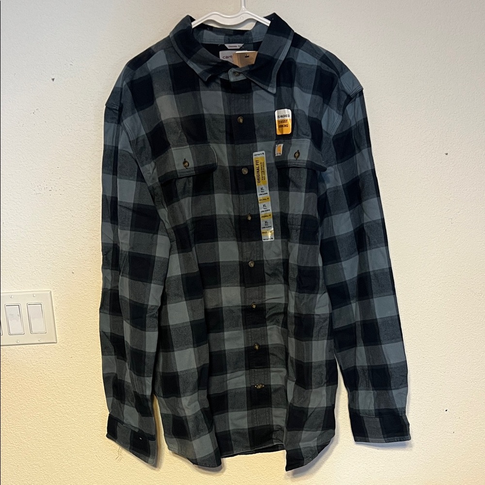 Carhartt Blue and Black Plaid Shirt